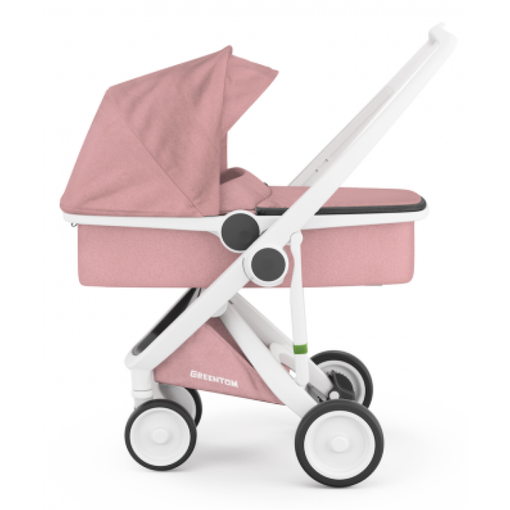 Коляска 2 в 1 Greentom Carrycot Limited Edition на білій рамі Roze (Грінтом Керікот)