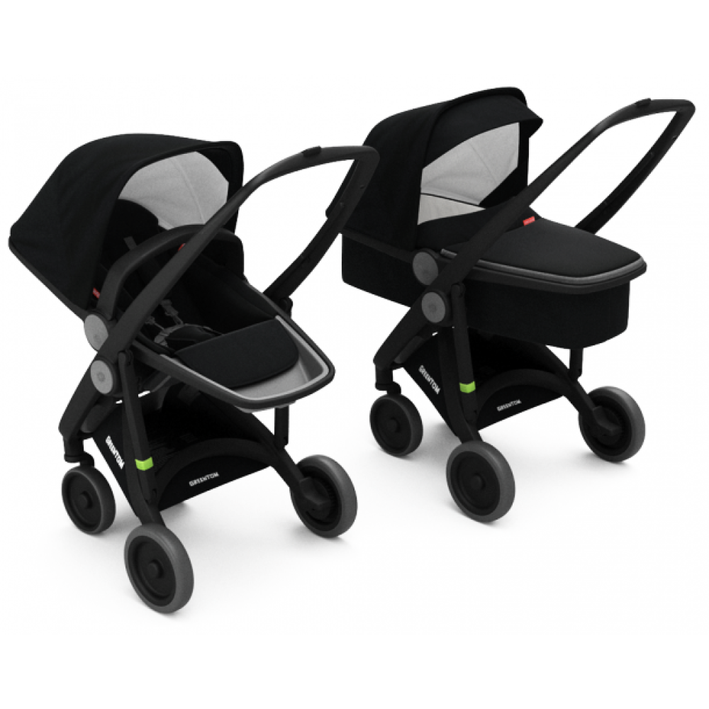 Коляска 2 в 1 Greentom Upp на чорній рамі Black (Грінтом Апп)