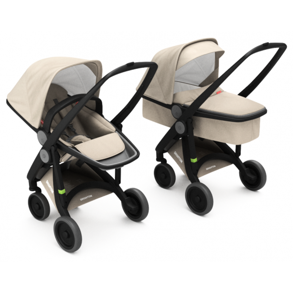 Коляска 2 в 1 Greentom Upp на чорній рамі Sand (Грінтом Апп)