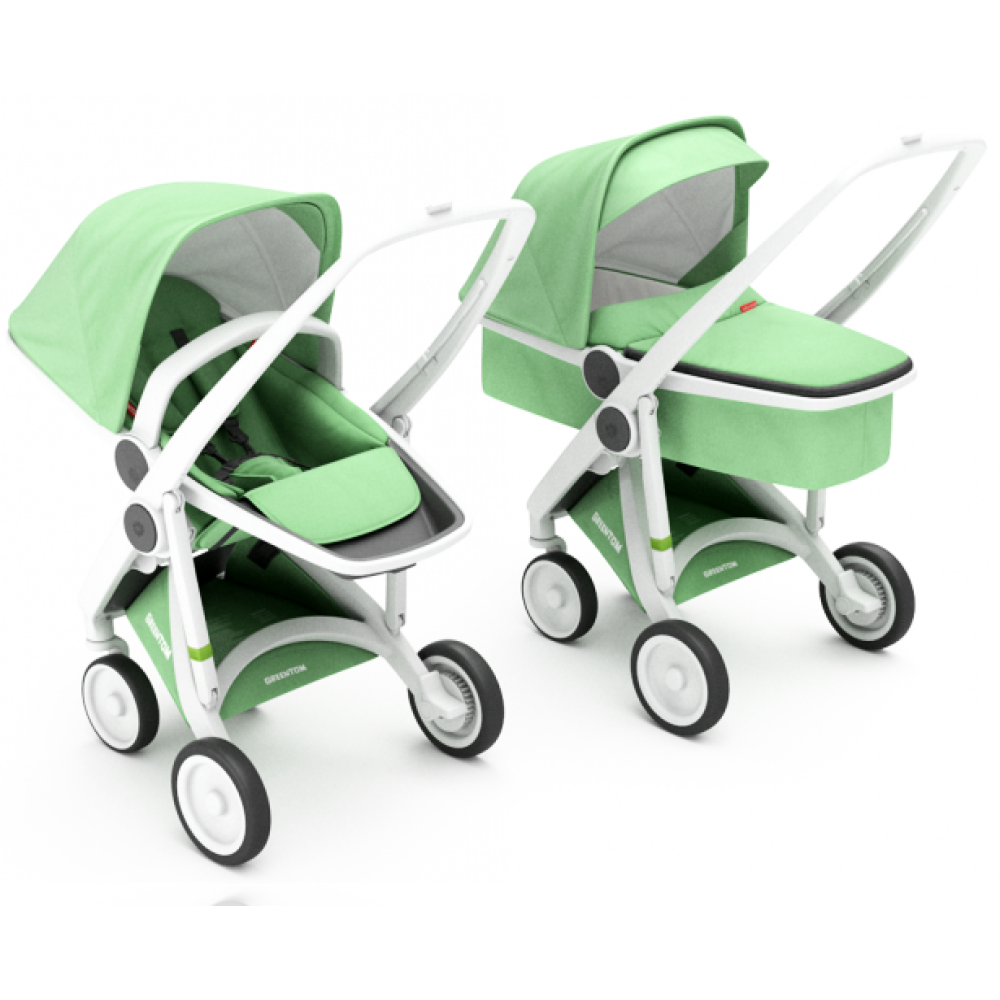 Коляска 2 в 1 Greentom Upp на білій рамі Mint (Грінтом Апп)