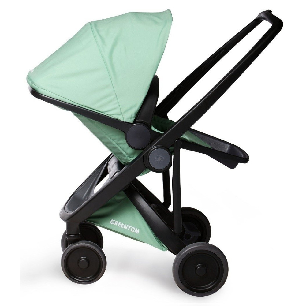 Коляска-книжка Greentom Upp Reversible на чорній рамі Mint (Грінтом Апп)