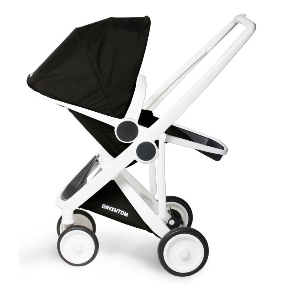 Коляска-книжка Greentom Upp Reversible на білій рамі Black (Грінтом Апп)