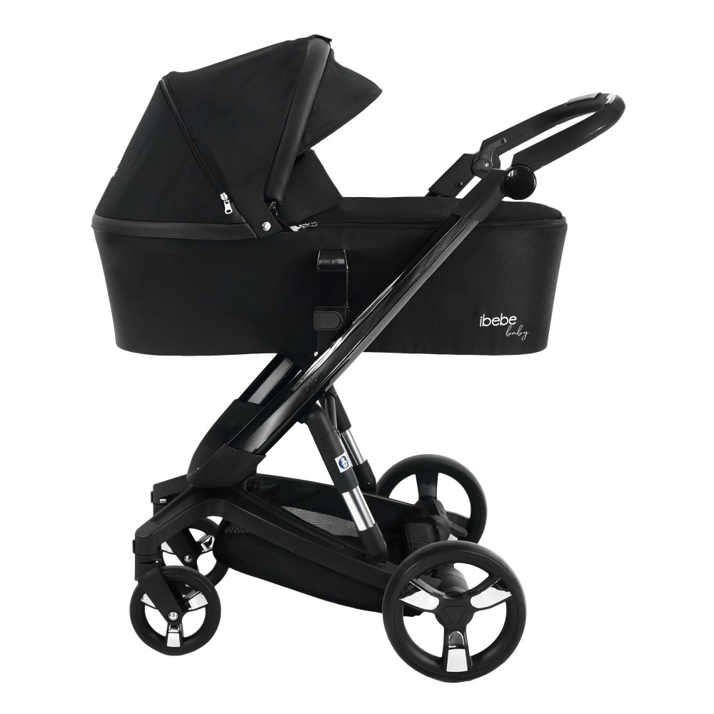 iBebe i-Stop - коляска 2 в 1, електричні гальма,  м\'яка амортизація, реверсивний прогулянковий блок • IS115 Gloss Black