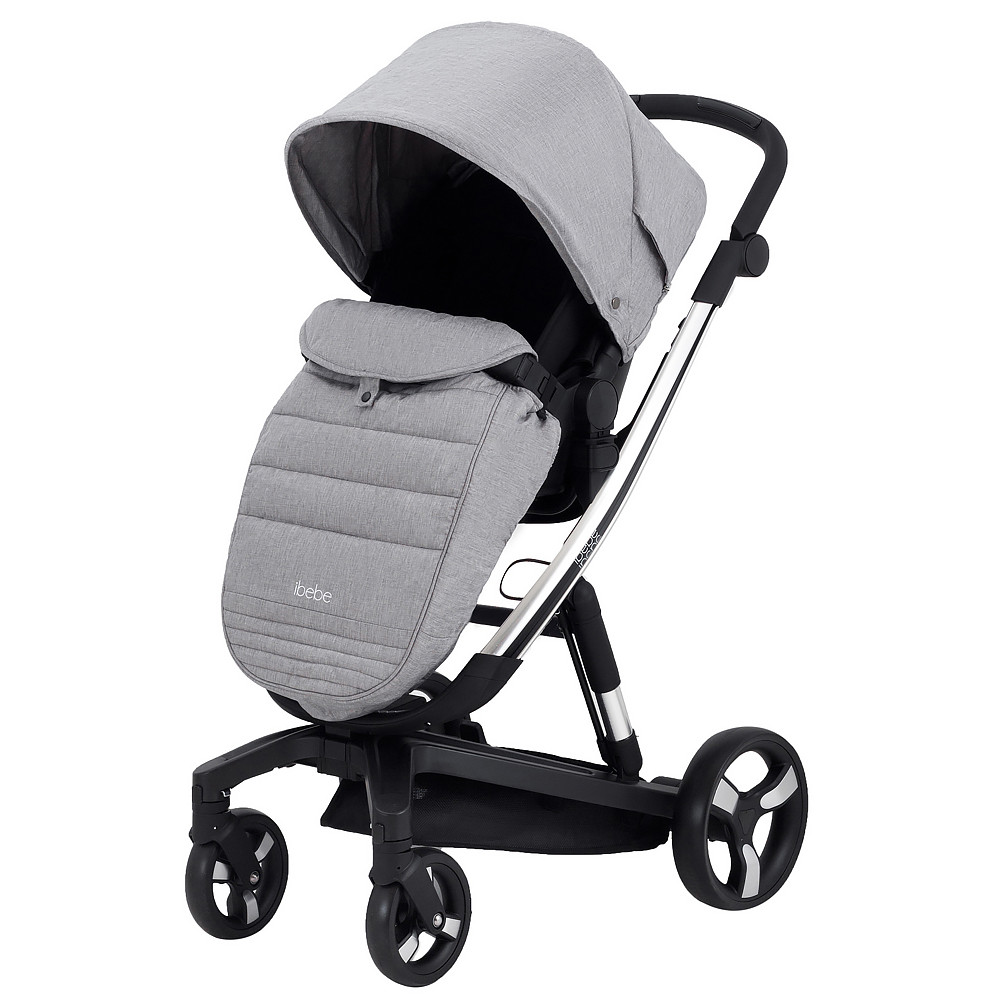 iBebe i-Stop - коляска 2 в 1, електричні гальма,  м\'яка амортизація, реверсивний прогулянковий блок • IS6 Grey