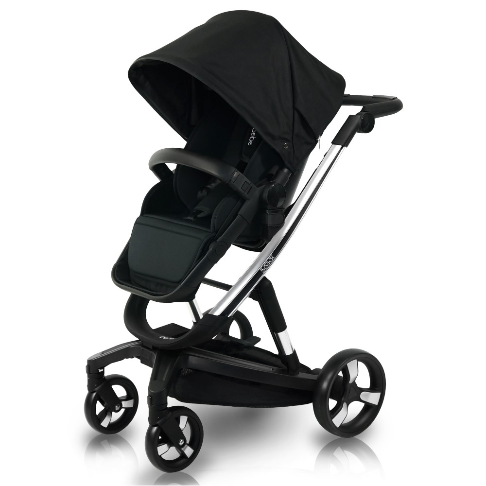 iBebe i-Stop - коляска 2 в 1, електричні гальма,  м\'яка амортизація, реверсивний прогулянковий блок • IS7 Black