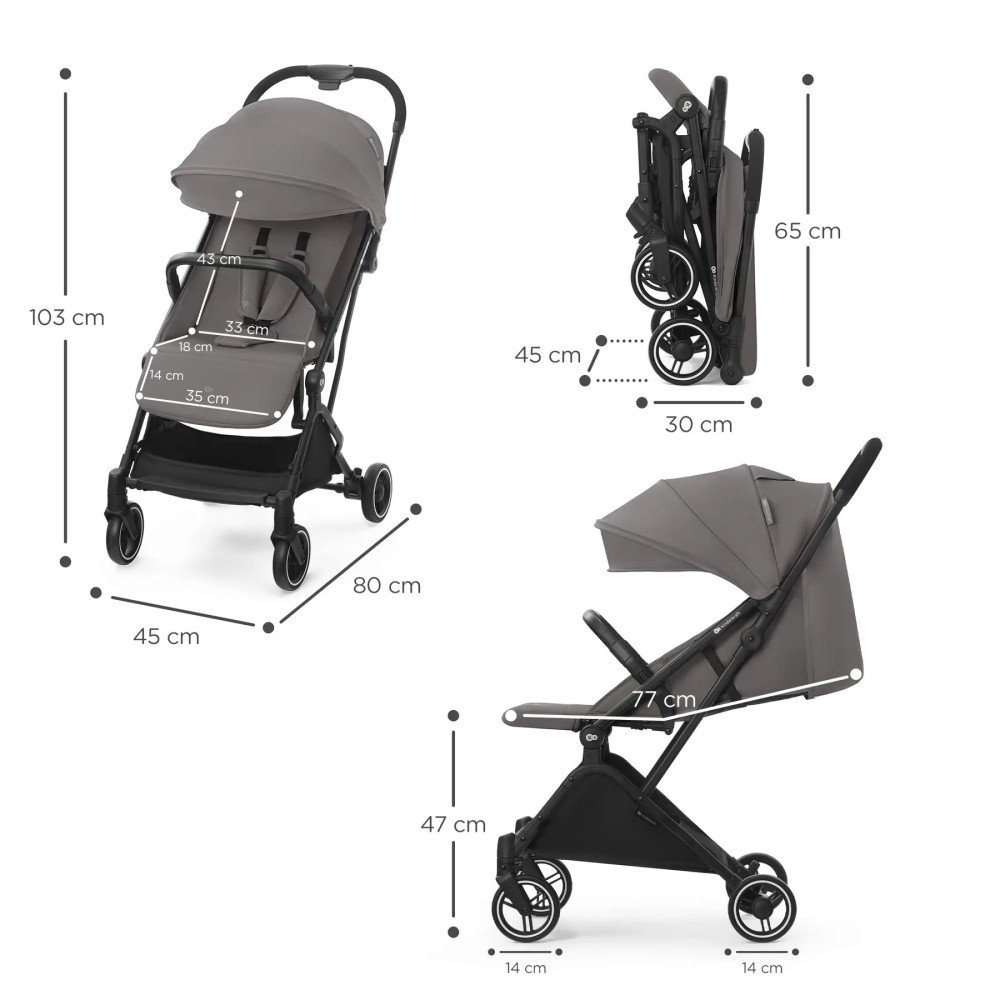 Kinderkraft Indy 2 - легкая прогулочная коляска для путешествий • Grey (KSINDY00GRY0000)