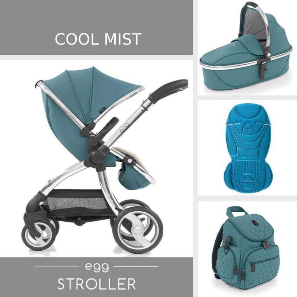 Коляска 2 в 1 Egg Cool mist + рюкзак + вкладыш в коляску Kingfisher blue