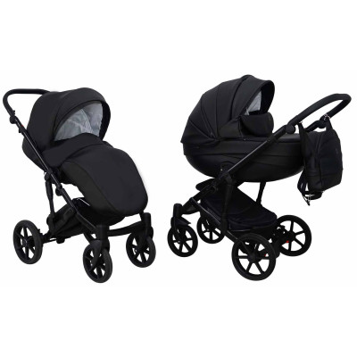 Коляска 2 в 1 Mikrus Viva Sport 14 черная кожа