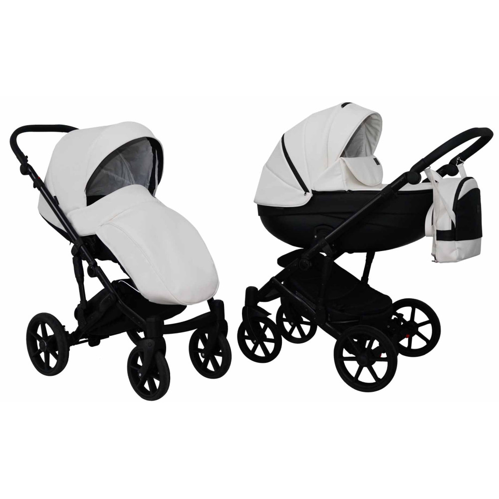 Коляска 2 в 1 Mikrus Viva Sport 10 біла шкіра