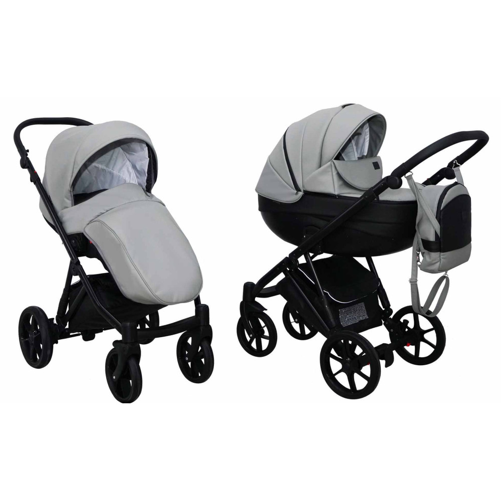Коляска 2 в 1 Mikrus Viva 12 серая кожа