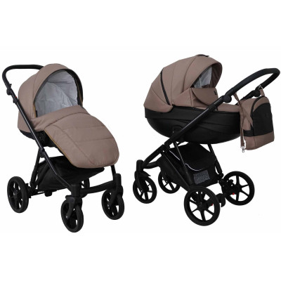 Коляска 2 в 1 Mikrus Viva 02 бежевая ткань 