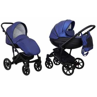 Коляска 2 в 1 Mikrus Viva Sport 9 синяя кожа