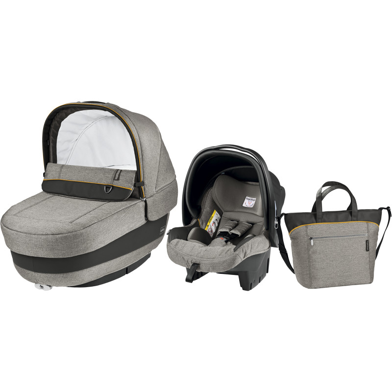 Peg Perego Elite Luxe - модульный набор для детской коляски Peg Perego (люлька Navetta Elite, автокресло Primo Viaggio SL, сумка для мамы Borsa) • Grey