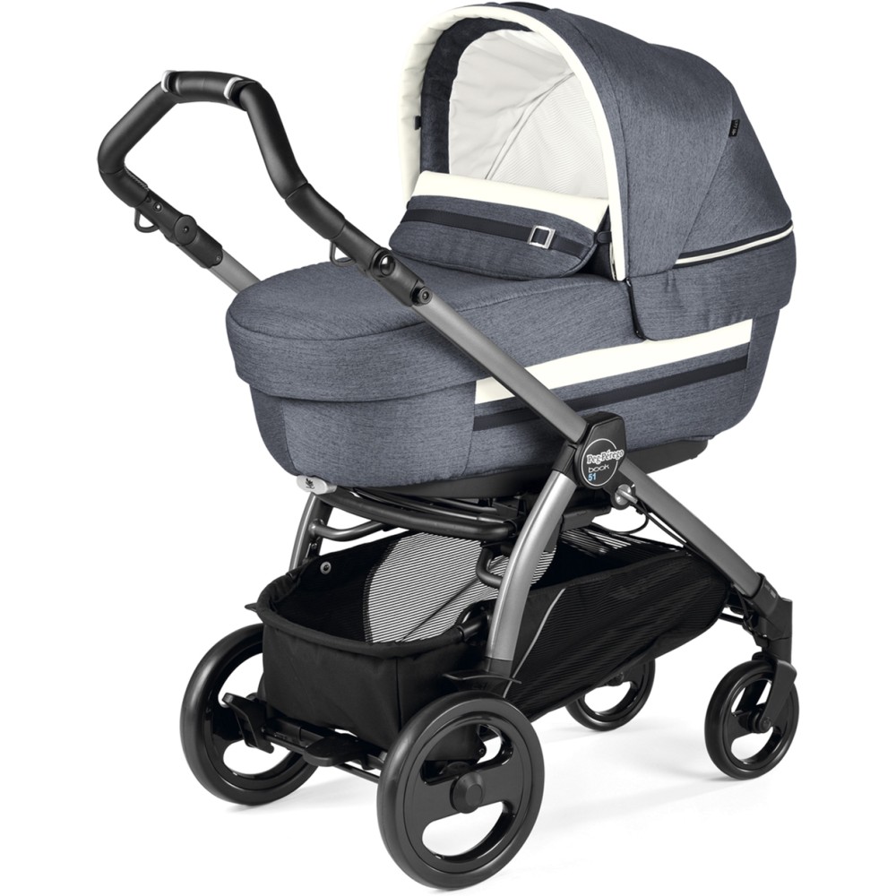 Коляска 2 в 1 Peg Perego Elite Book Plus S Luxe Mirage серо-синяя