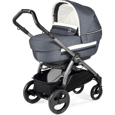 Коляска 2 в 1 Peg Perego Elite Book Plus S Luxe Mirage серо-синяя