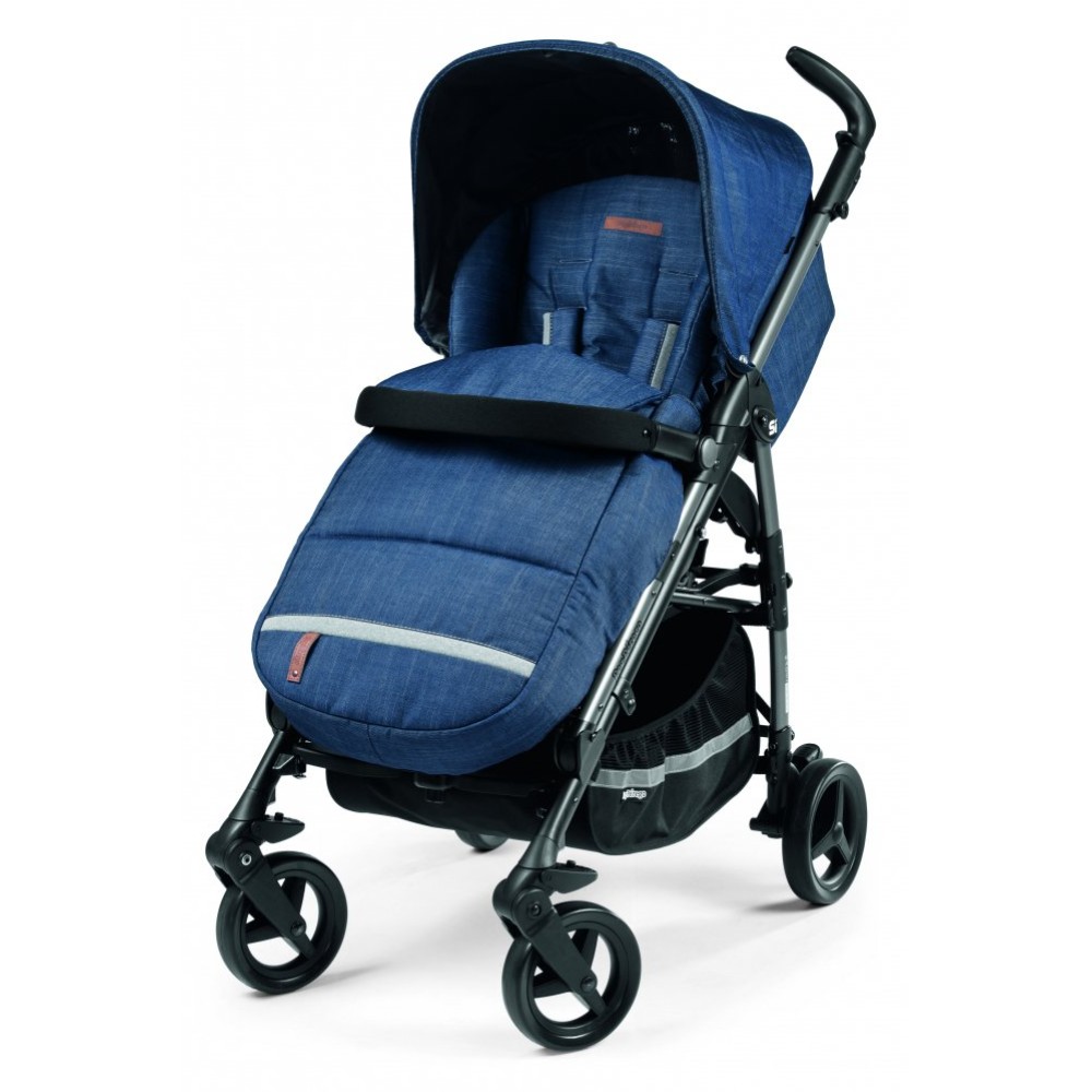 Peg Perego Si Completo - прогулянкова коляска, великий капюшон, компактне складання, бокова ручка для перенесення • Urban Denim