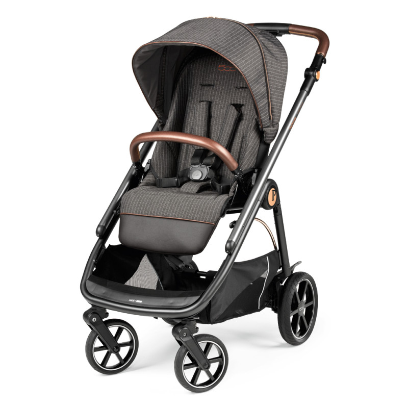 Peg Perego Veloce - всесезонна прогулянкова коляска, реверсивний прогулянковий блок, компактне складання • 500 (коричнева з лінією)