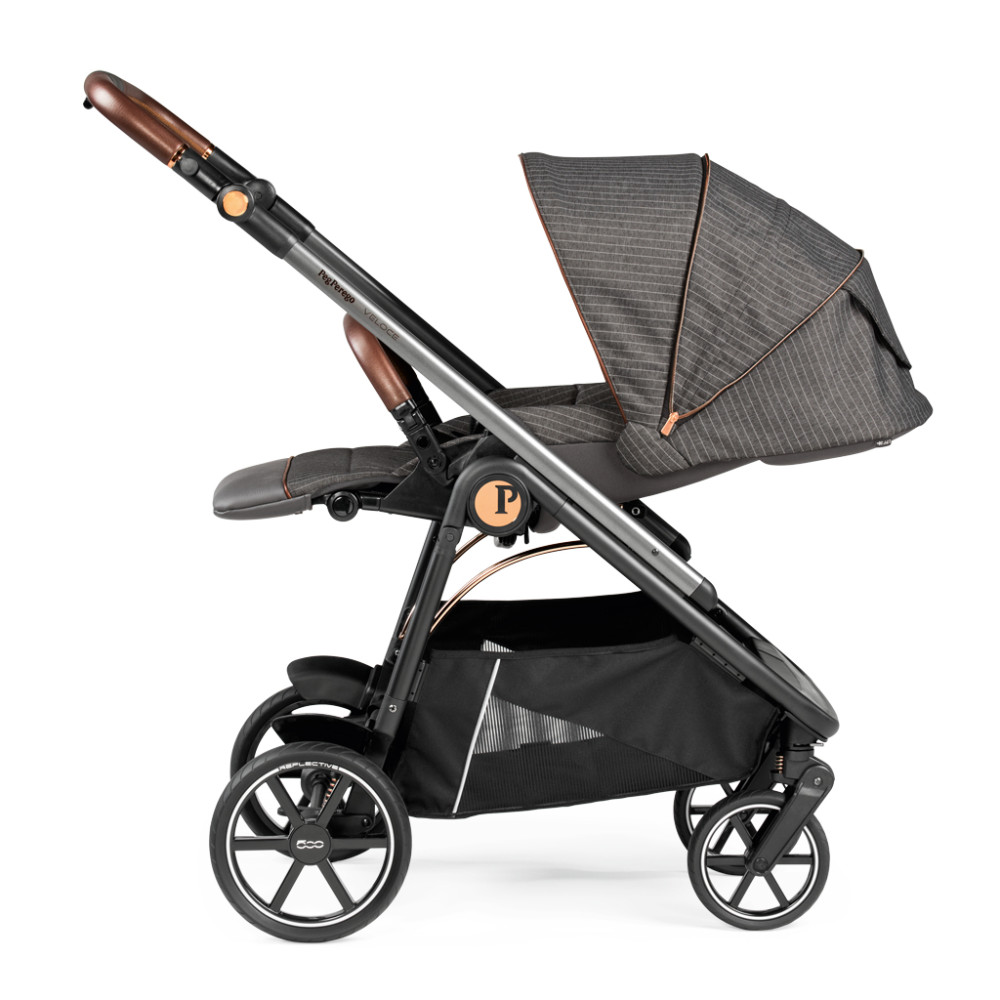 Peg Perego Veloce - всесезонная прогулочная коляска, реверсивный прогулочный блок, компактное складывание • 500 (коричневая с линией)