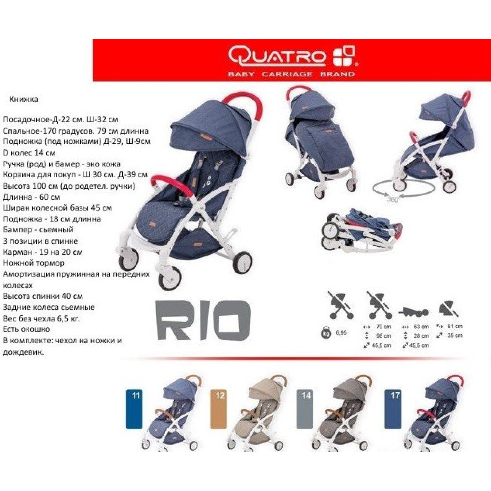Коляска-книжка Quatro Rio Синяя (Кватро Рио) Коляска-книжка Quatro Rio Синяя (Кватро Рио)