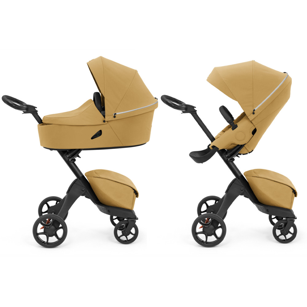 Stokke Xplory X - детская коляска 2 в 1 с люлькой для новорожденных, всесезонная коляска с прогулочным блоком • Золотисто-желтый (k.571405)