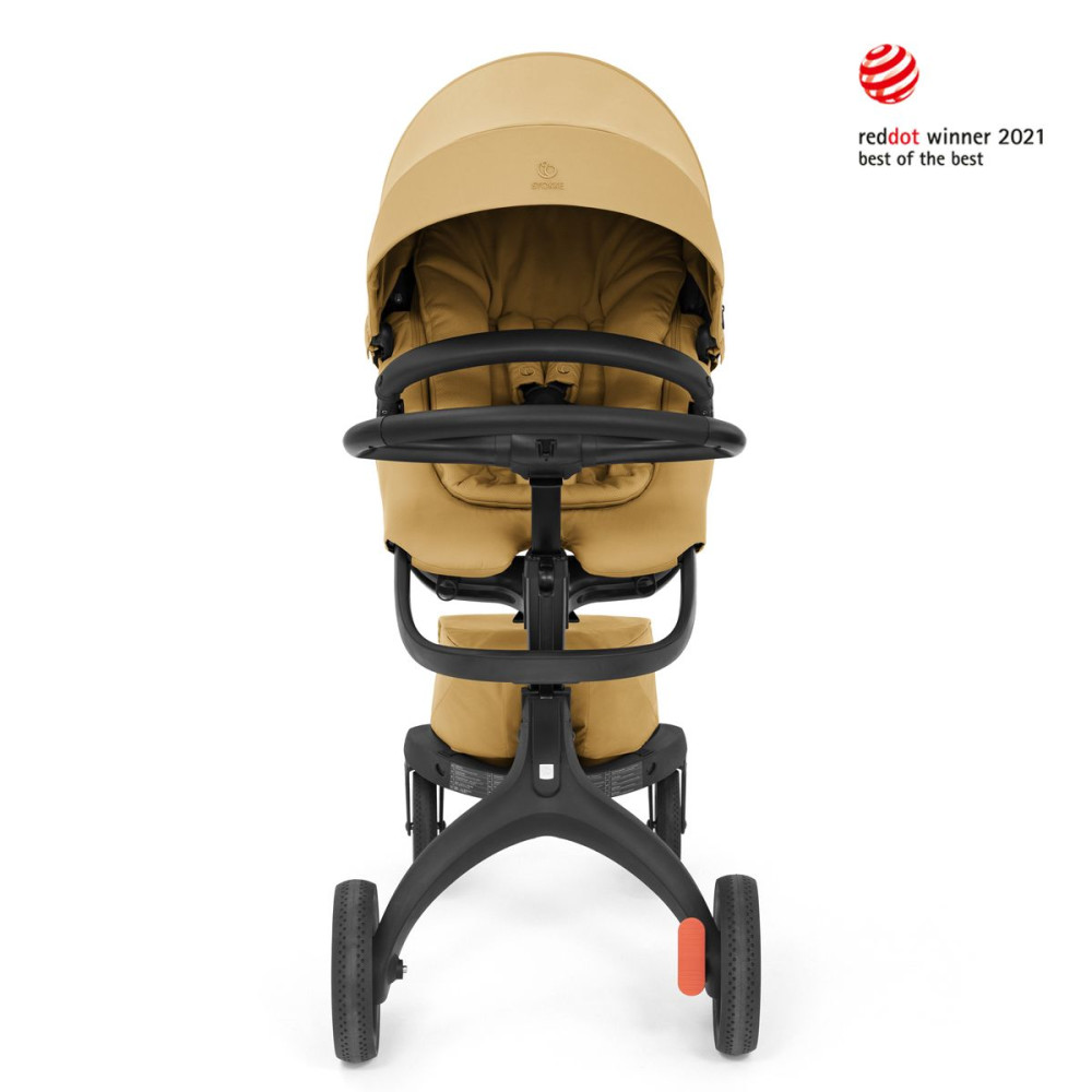 Stokke Xplory X - детская прогулочная коляска с реверсивным блоком (сиденье устанавливается лицом к маме), компактное складывание • Золотисто-желтый (571405)