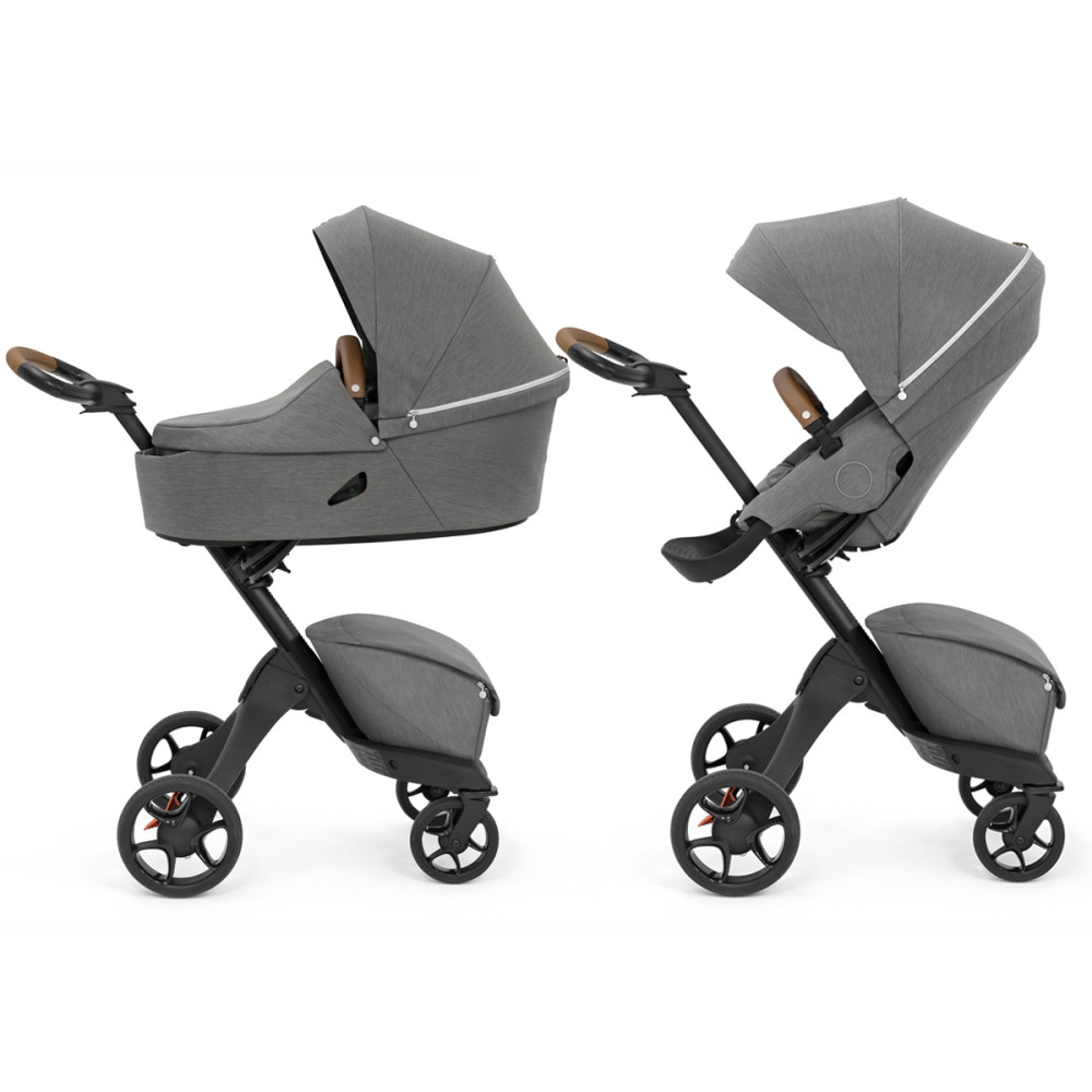 Stokke Xplory X - детская коляска 2 в 1 с люлькой для новорожденных, всесезонная коляска с прогулочным блоком • Серый модерн (k.571402)