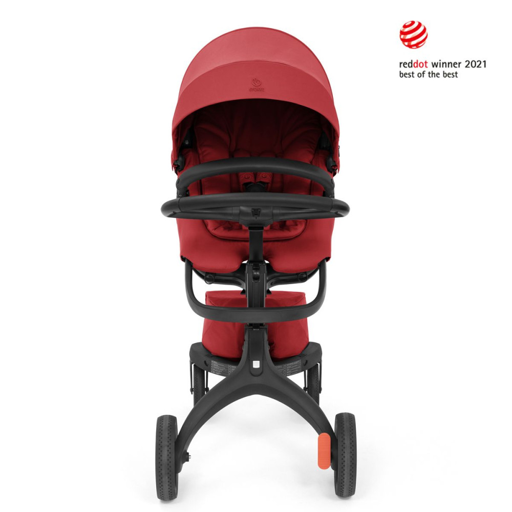 Stokke Xplory X - детская прогулочная коляска с реверсивным блоком (сиденье устанавливается лицом к маме), компактное складывание • Рубиново-красный (571404)