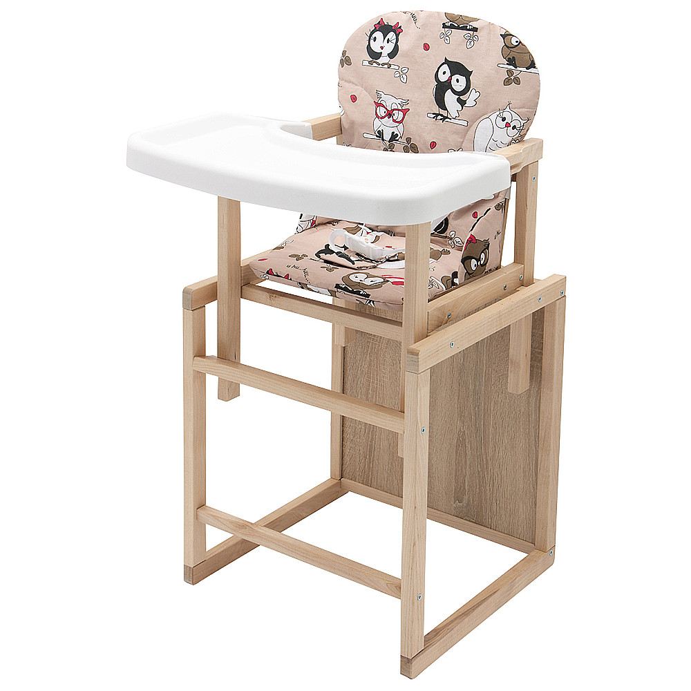 Стульчик-трансформер Babyroom Пони-230 eko без лака пластиковая столешница (совы) бежевый