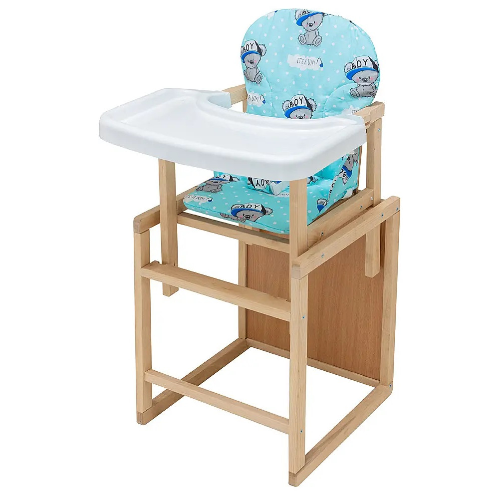 Стульчик-трансформер Babyroom Пони-230 eko без лака пластиковая столешница бирюзовый (it's a boy)