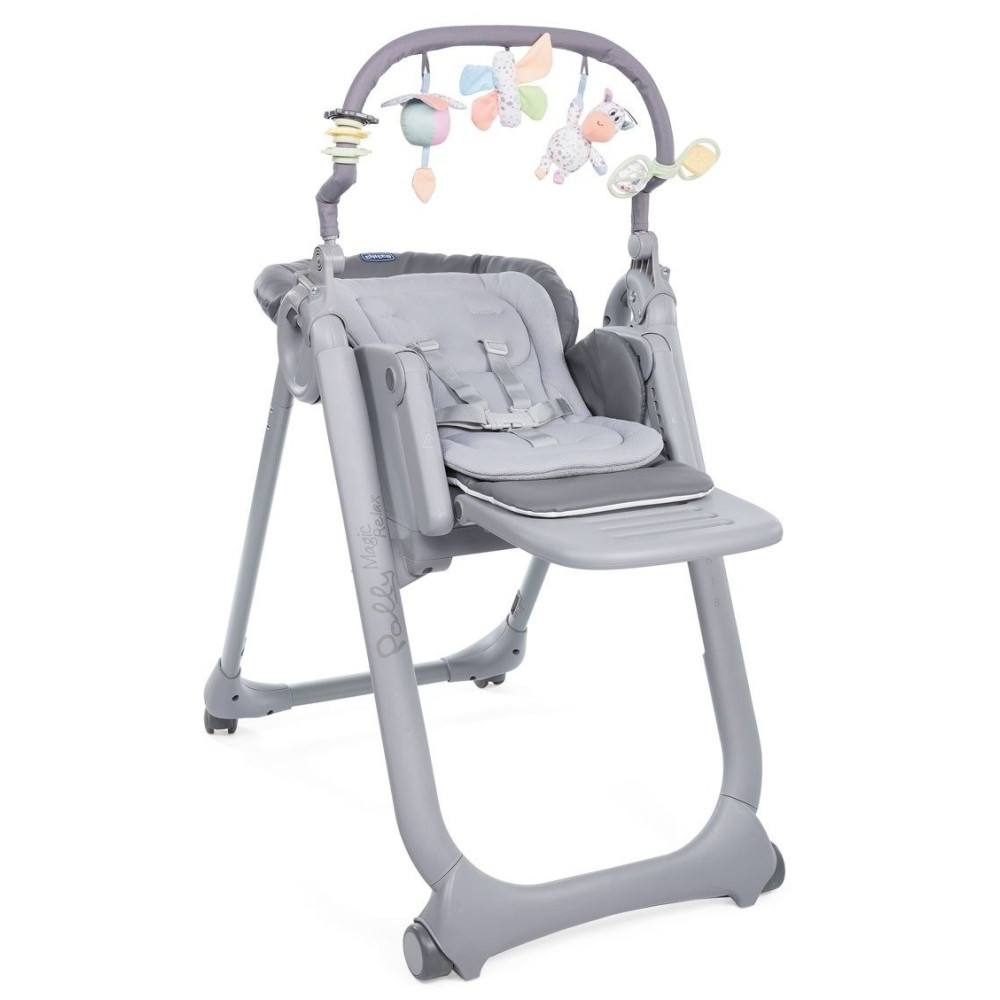 Chicco Polly Magic Relax New - стульчик для кормления с функцией шезлонга для новорожденных (от рождения до 3х лет) • Темно-серый (79502.21)