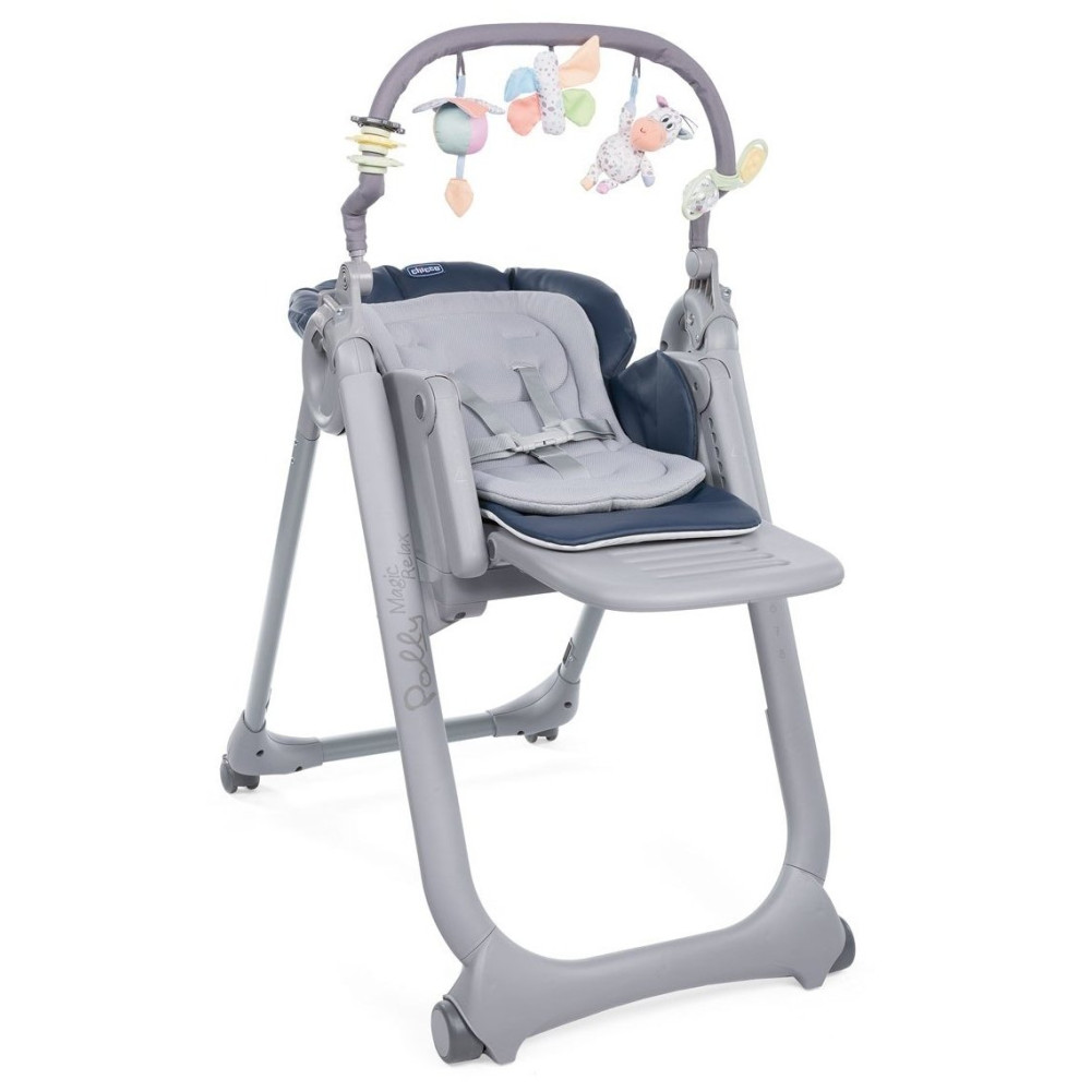 Chicco Polly Magic Relax New - стільчик для годування з функцією шезлонгу для новонароджених (від народження до 3х років) • Темно-синій (79502.39)