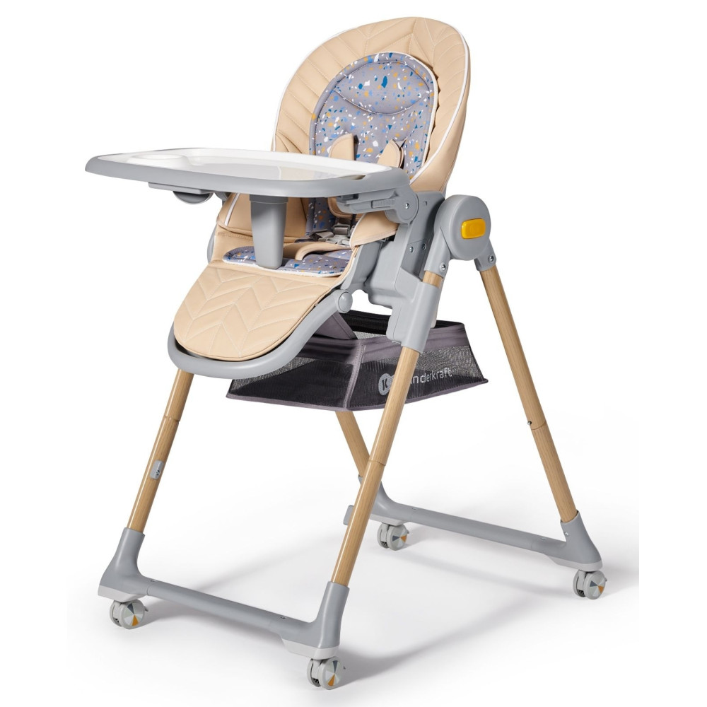 Kinderkraft Lastree - стільчик для годування, шезлонг для новонароджених • Beige Wood (KHLAST00BEGW000)