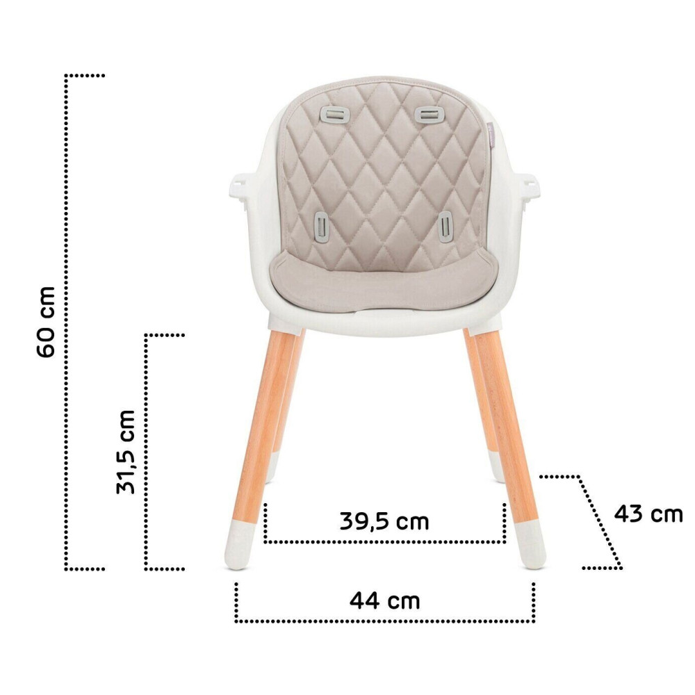 Kinderkraft Sienna - стільчик для годування дитини (від 6 місяців до 4 років) • Gray (KKKSIENGRY0000)