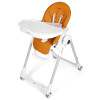 Peg Perego Prima Pappa Follow Me - стільчик для годування, шезлонг для новонароджених (регулювання по висоті, нахил спинки, регулювання підніжки), чохол з екошкіри, 4 колеса, компактне складання • Arancia