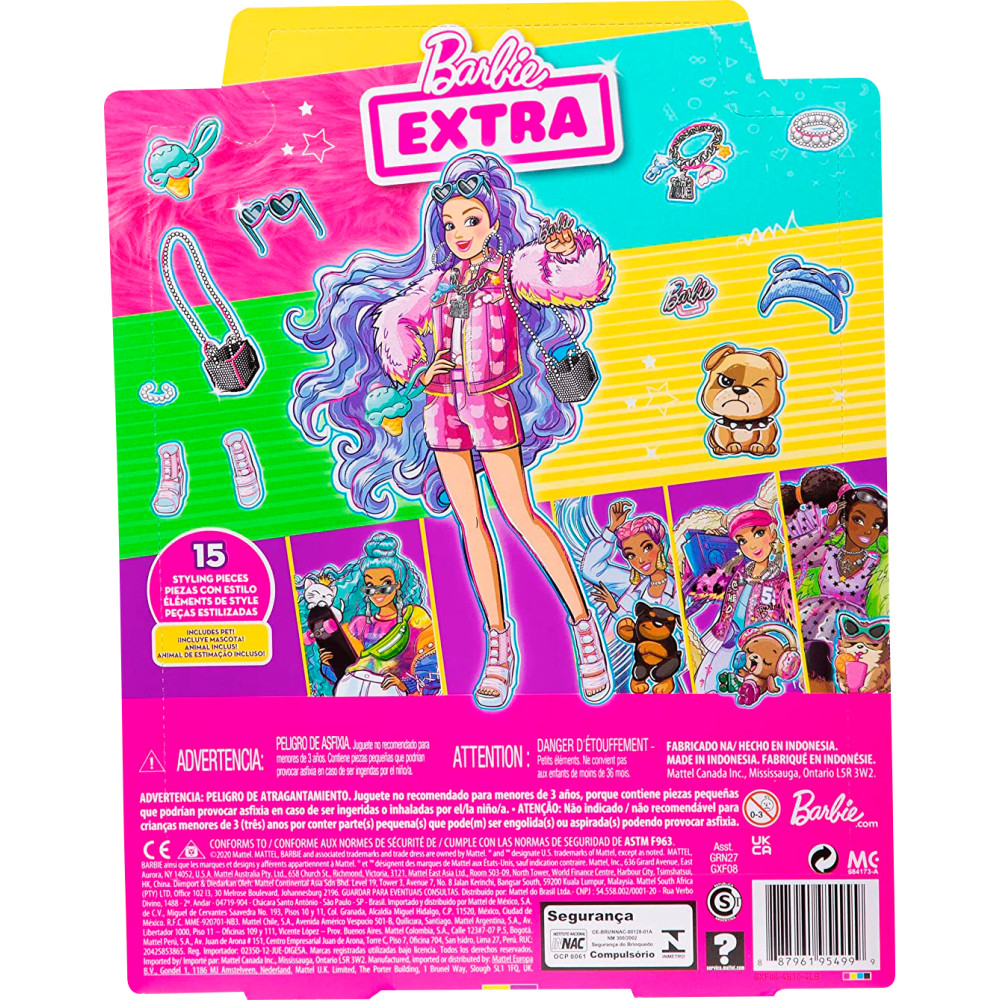 Кукольный набор Barbie Extra с сиреневыми волосами (GXF08)