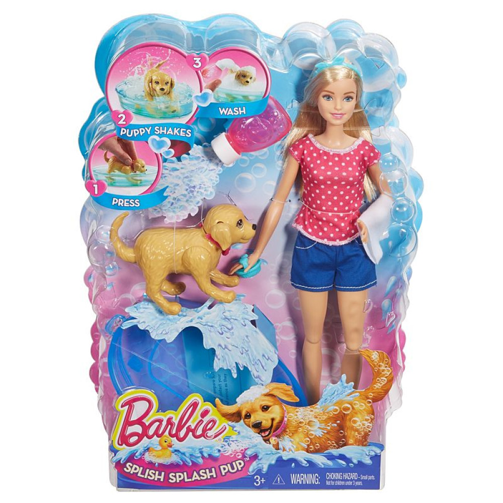 Набор с куклой Барби Веселое купание щенка (Barbie Splish Splash Pup DGY83)