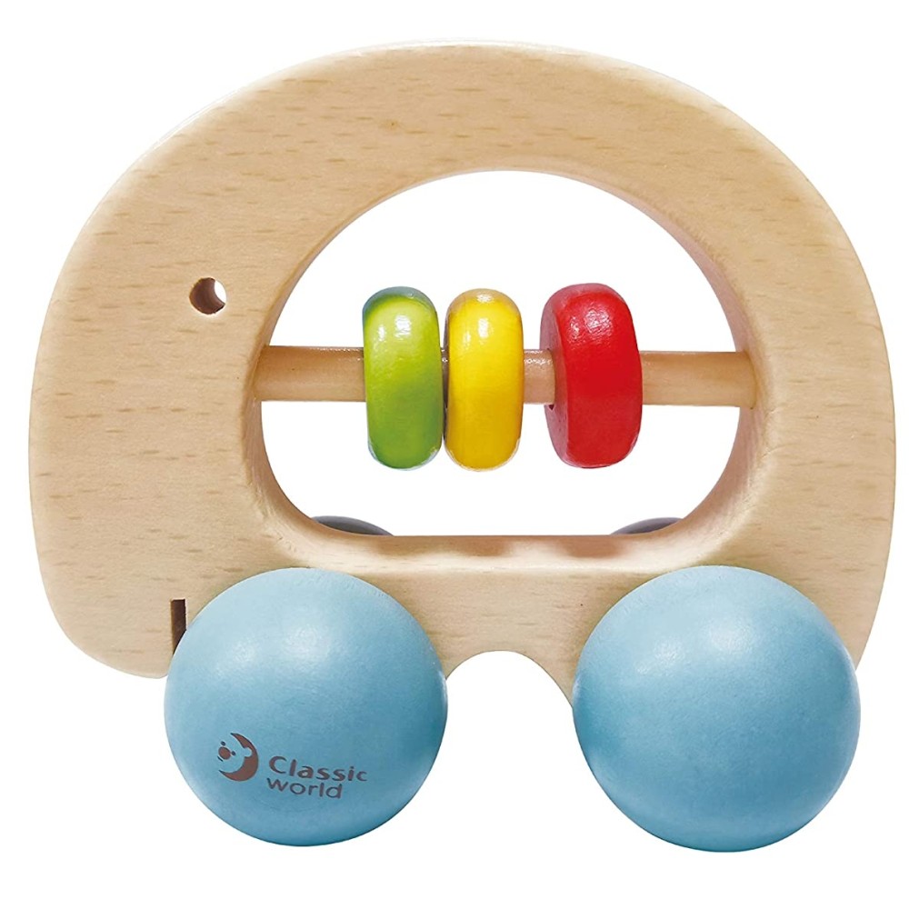 Дерев'яне брязкальце-машинка Classic World Слоненя (3052)