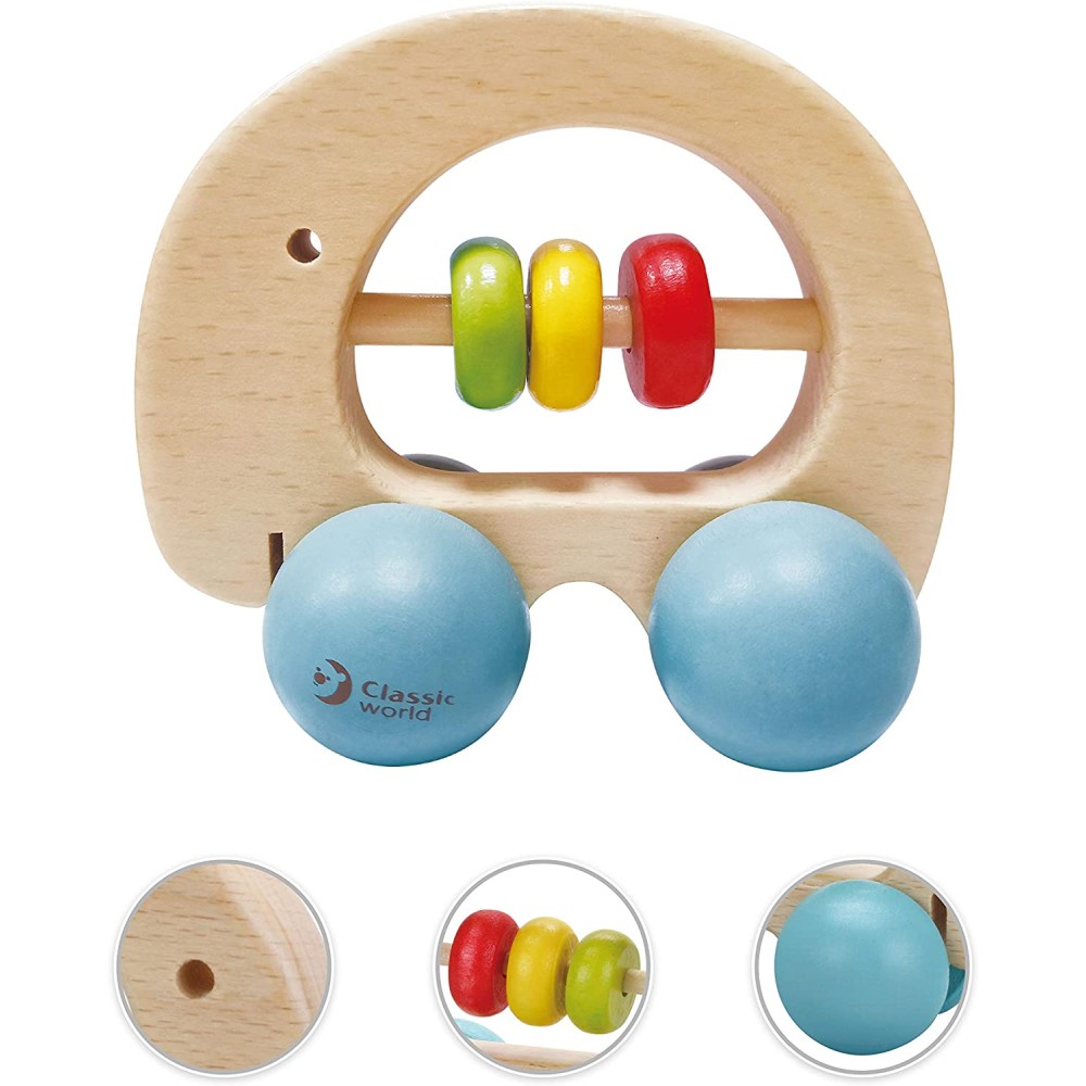 Дерев'яне брязкальце-машинка Classic World Слоненя (3052)