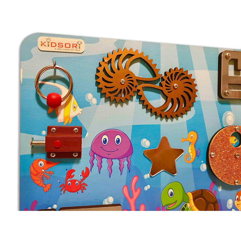 Бизиборд Kidsori Океан + меловая доска 40x30 см (KR-20-313)