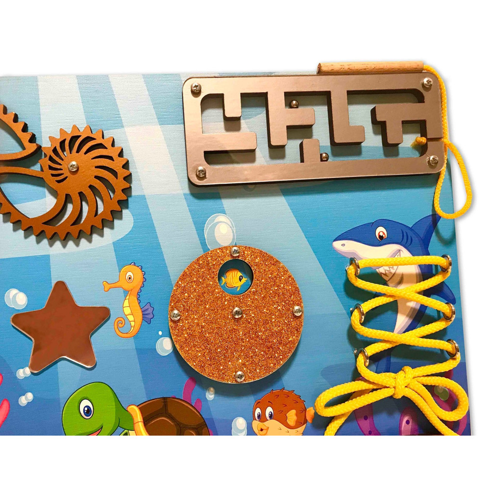 Бизиборд Kidsori Океан + меловая доска 40x30 см (KR-20-313)