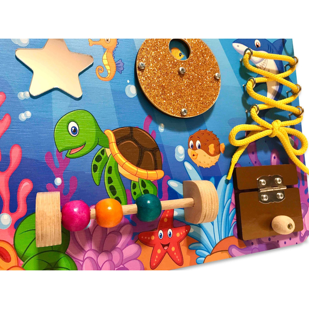 Бизиборд Kidsori Океан + меловая доска 40x30 см (KR-20-313)