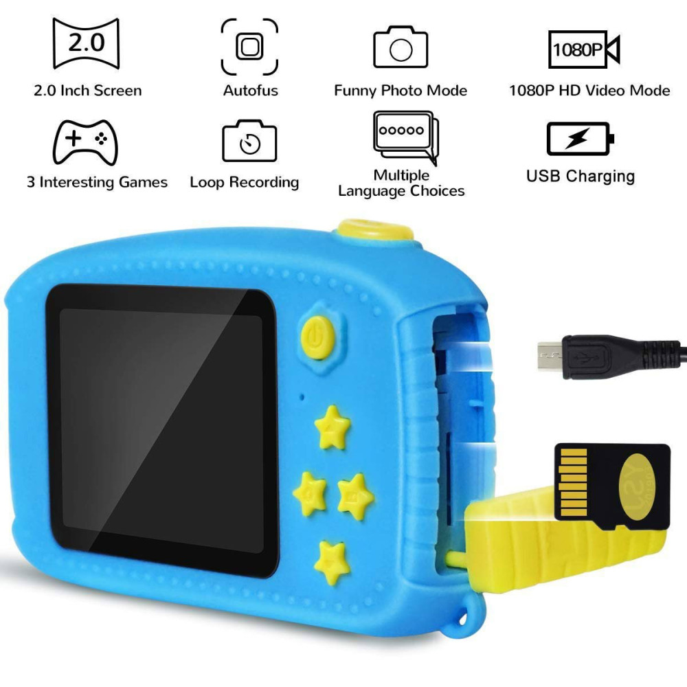 Детский цифровой фотоаппарат Smart Kids Cam TOY 9 PLUS Bear Blue