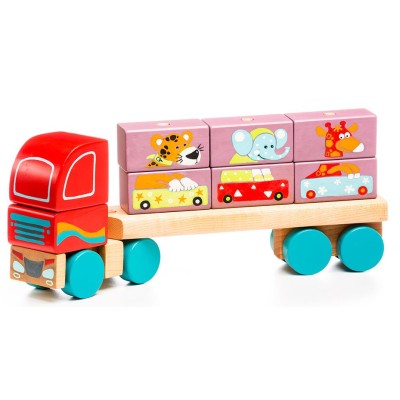 Деревянная игрушка Cubika Тягач с кубиками LM-14 (13432)