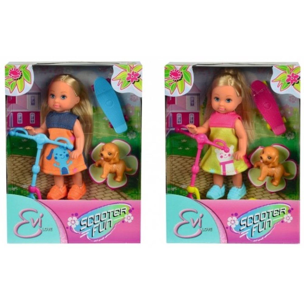 Кукольный набор Еви Веселые развлечения с собачкой, самокатом и скейтом (5732295)