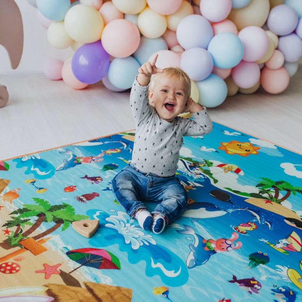 Детский двухсторонний коврик Limpopo Динозавры и Пляжный сезон (LP014-120)