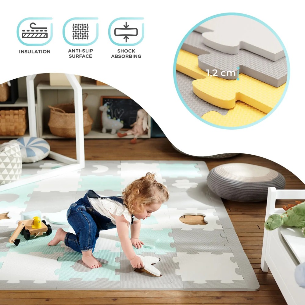 Kinderkraft Luno Shapes - коврик-пазл 30 элементов • Yellow (KPLUSH00YEL0000)