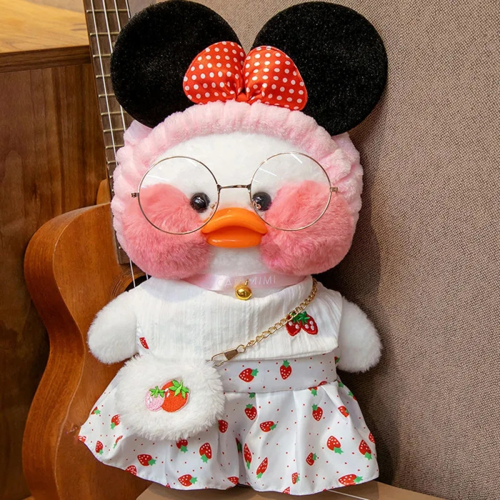 Мягкая игрушка Уточка LaLafanfan с повязкой Микки Маус