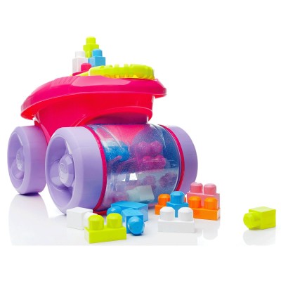 Тележка-каталка Mega Bloks Собираем кубики Розовая (CNK33)