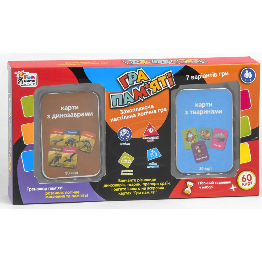 Настольная игра Fun Game памяти с животными и динозаврами (UKB-B 0046-2)