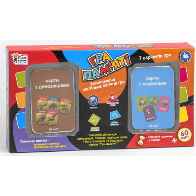 Настільна гра Fun Game пам'яті з тваринами та динозаврами (UKB-B 0046-2)